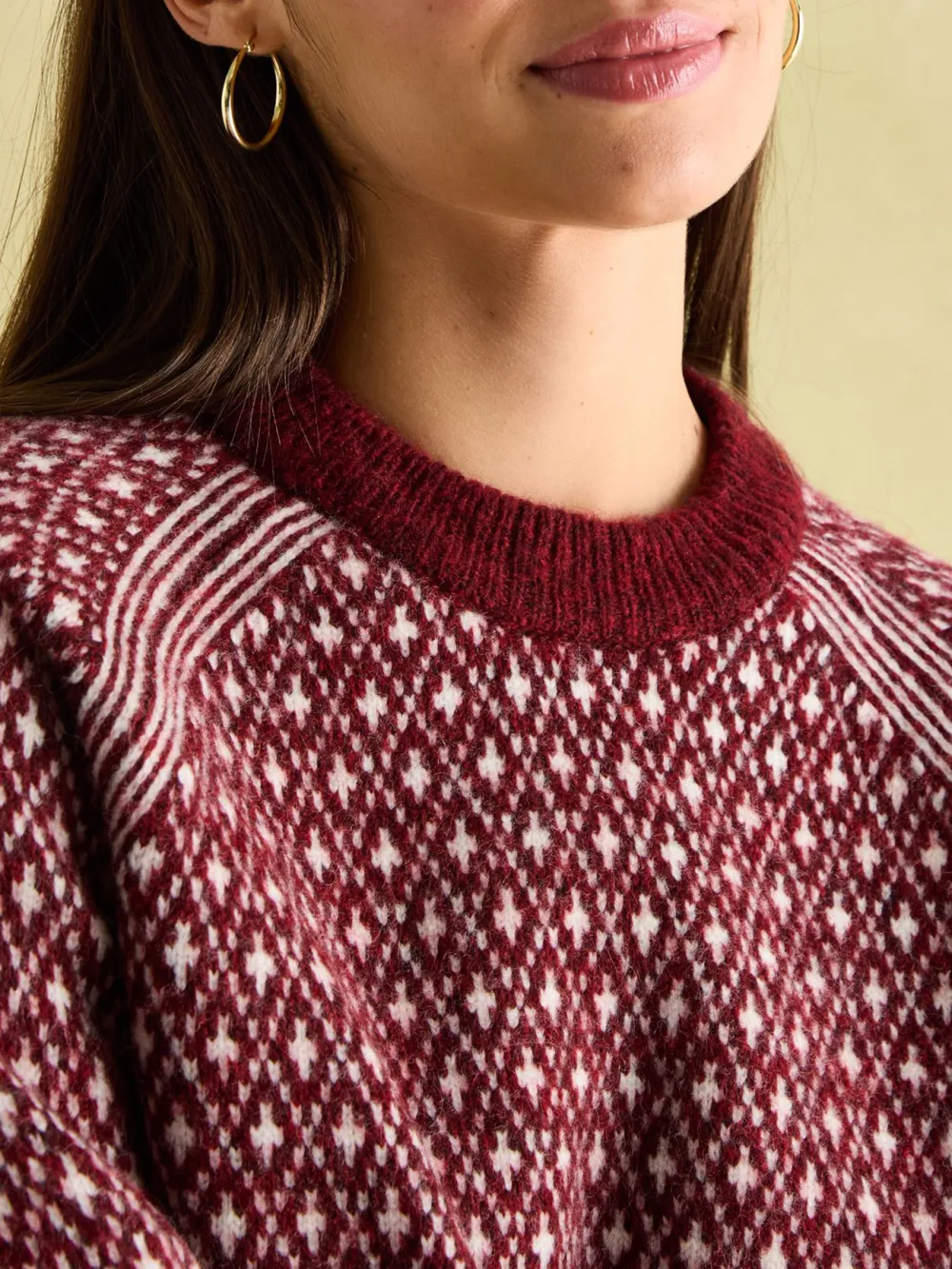 Cream/Navy Patterned Jumper with Detachable Roll Neck