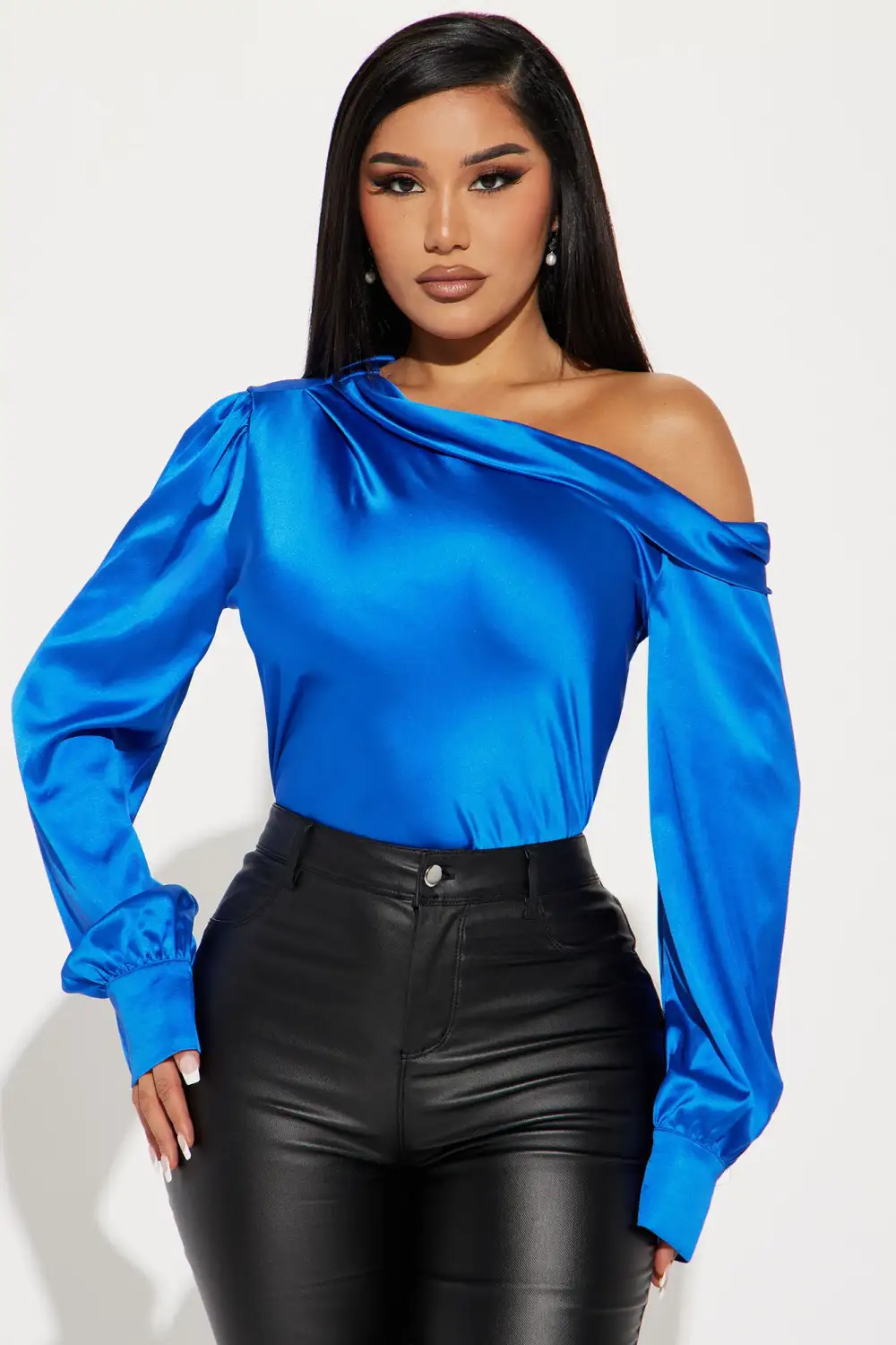 Twinkle Nights Satin Blouse Top - Blue
