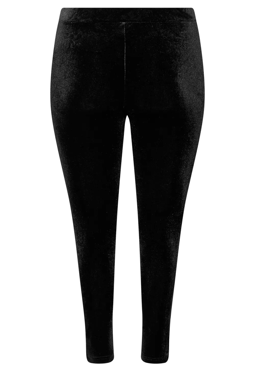 YOURS Curve Black Stretch Velvet Contrast Stripe Leggings