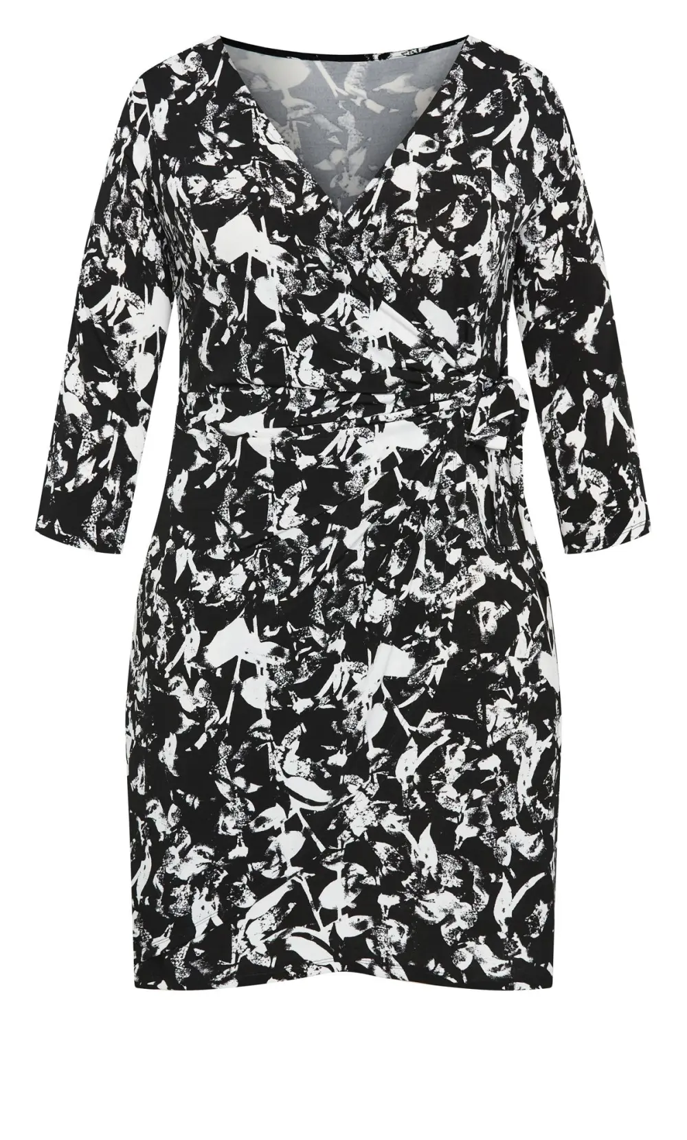 Evans Mono Markings Mini Wrap Dress