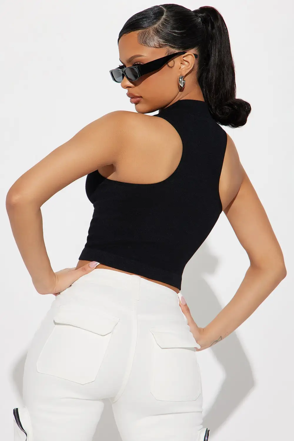 Zoe Zip Up Seamless Top - Black