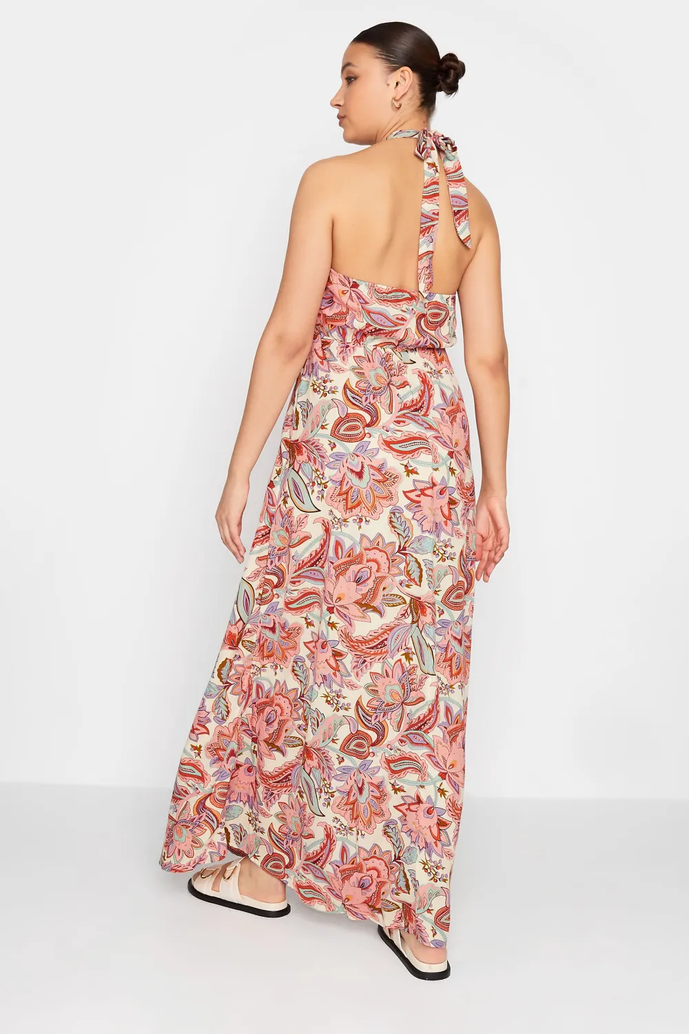 LTS Tall Pink Paisley Print Halter Neck Maxi Dress