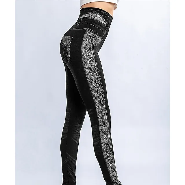 Women's High Elasticity High Waist Athletic Athleisure Black Blue S M Summer Spring