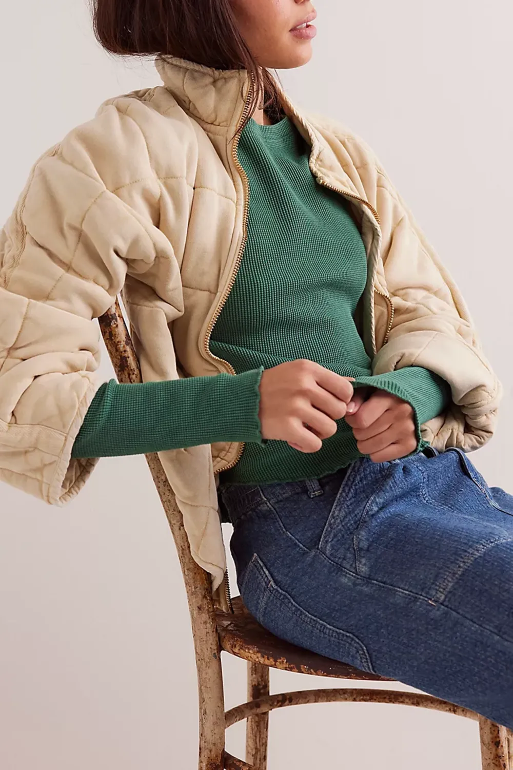 Cropped Ribbed Crew Neck Top