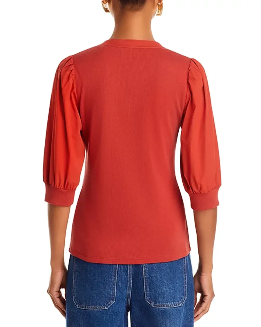 V-Neck Button Front Top