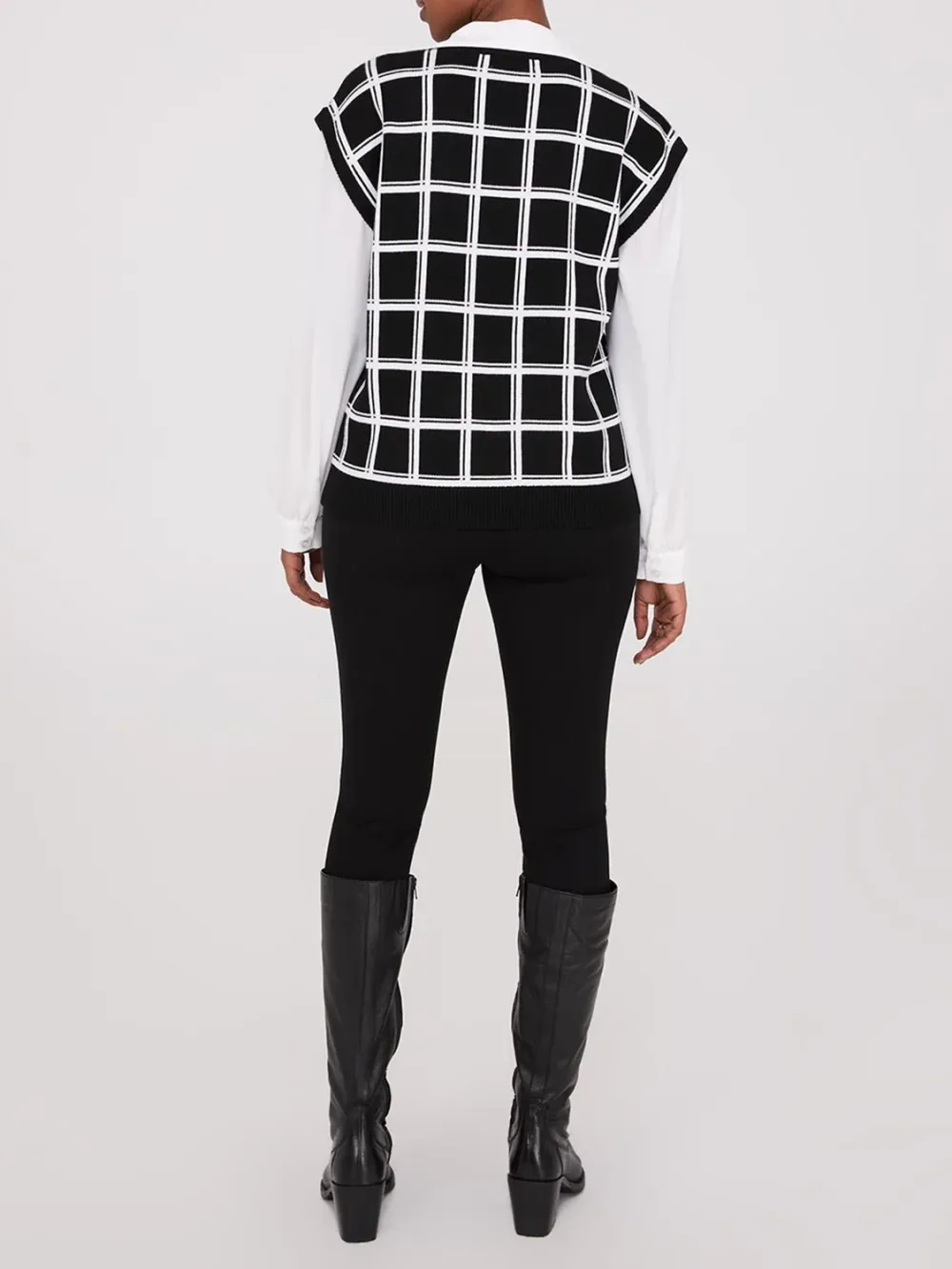 Checkered Pattern Layered Vest Top