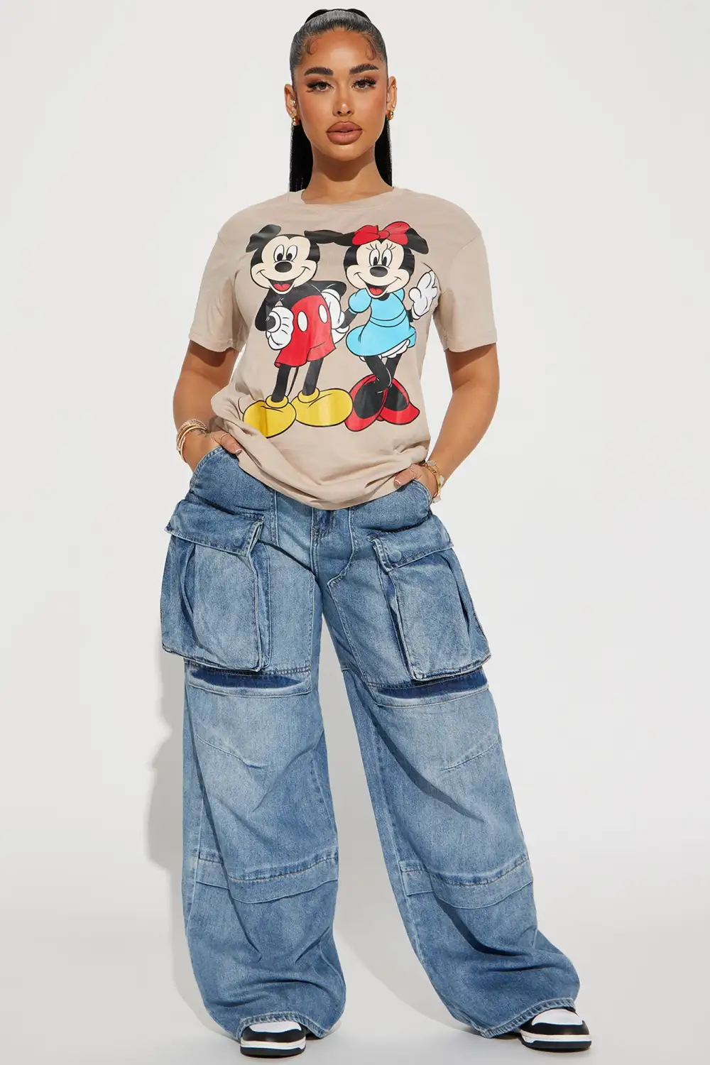 Mickey And Minnie Mouse Graphic Tee - Taupe