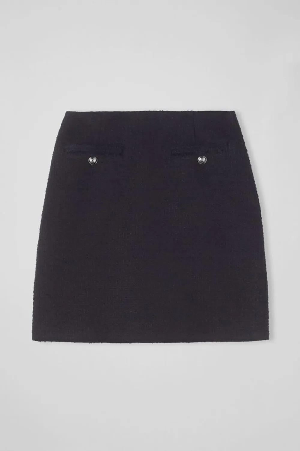 Black Tweed Pocket Detail Mini Skirt