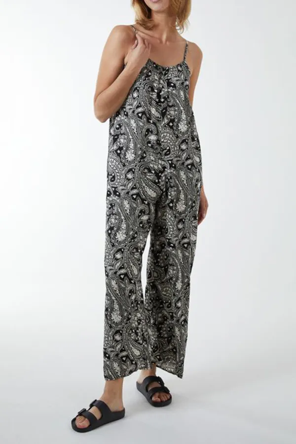 Casual Style Oversized Wide Leg Black Jumpsuit