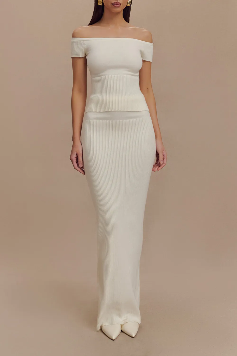 Ribbed Skinny Knit Maxi Skirt