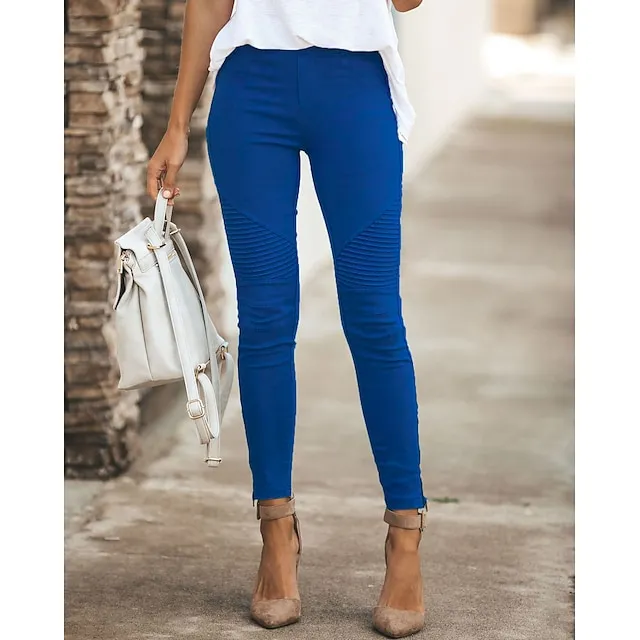 Women's Dress Pants Tights Pants Trousers Ankle-Length Cotton Micro-elastic Mid Waist Fashion Casual Weekend Black Yellow S M Spring &  Fall