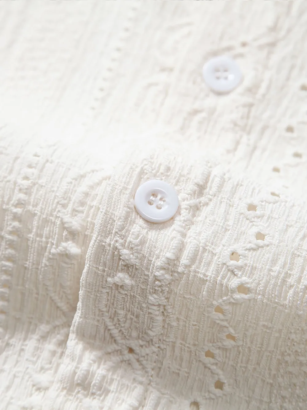 White Textured Button Up Shirt