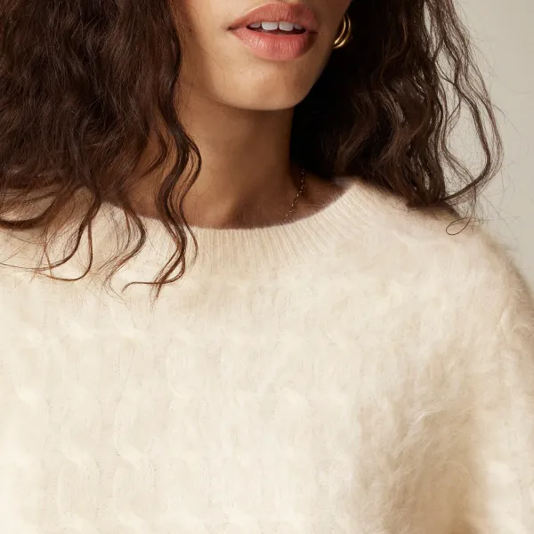 Brushed Cashmere Shrunken Crewneck Sweaters