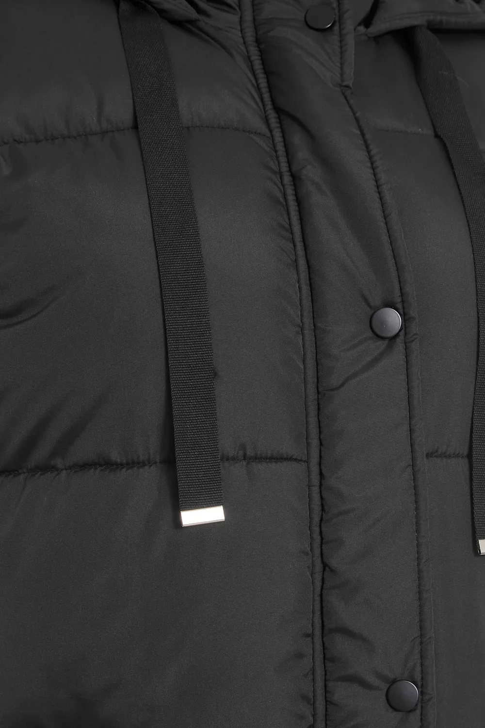 LTS Tall Black Longline Hooded Puffer Gilet
