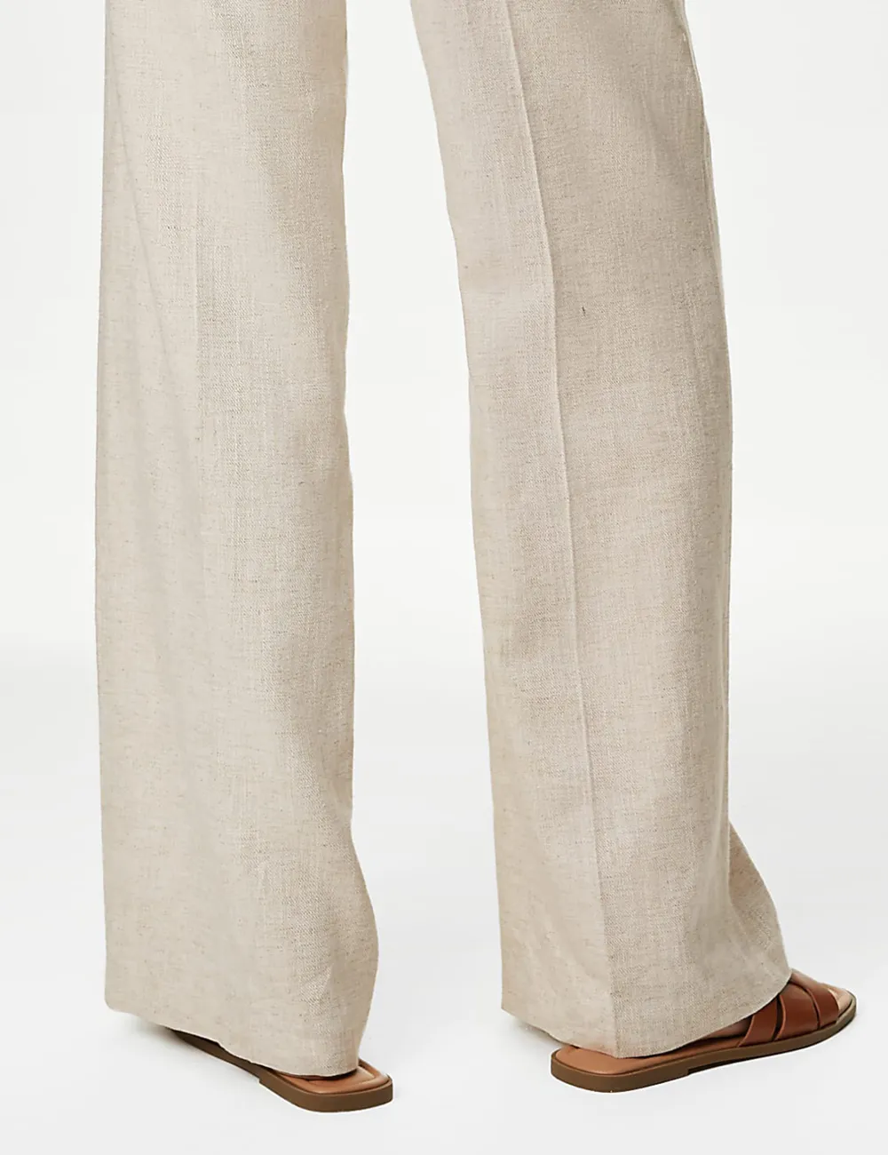 Dark Natural Wide Leg Drape Trousers