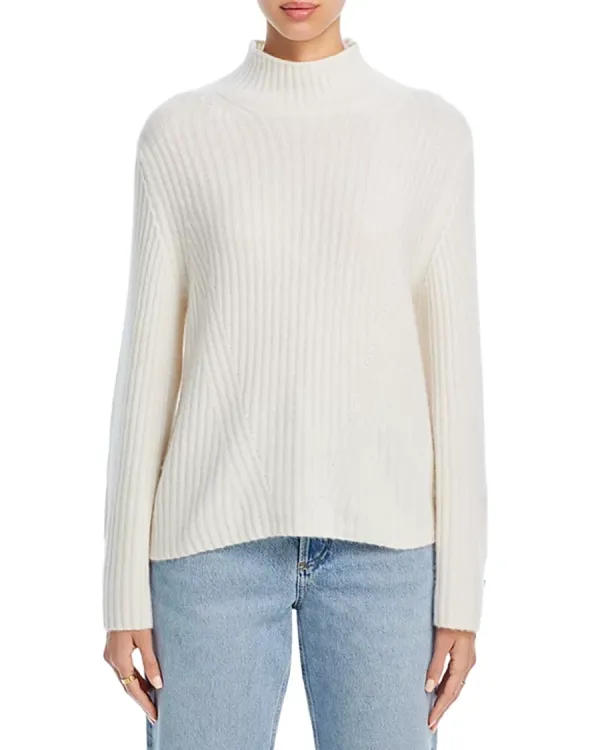 Cashmere Rib Knit Bell Sleeve Turtleneck Sweater