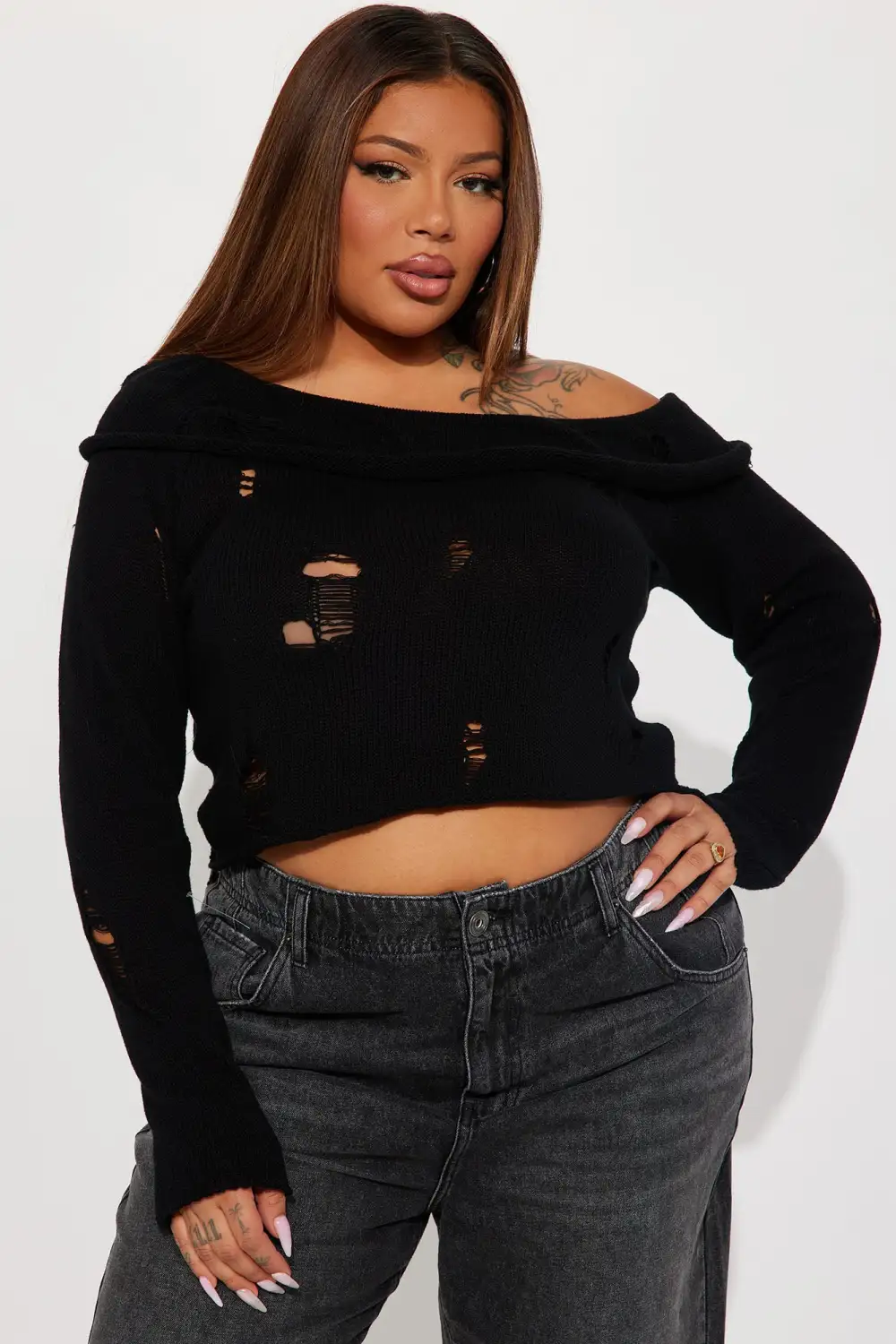 Solaria Sweater Top - Black