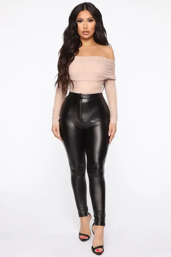 Keep Me Sassy Ruched Bodysuit - Taupe