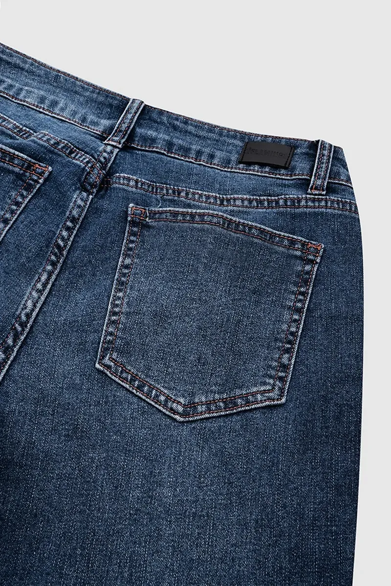 Button Fly Mid Waist Straight Leg Jeans