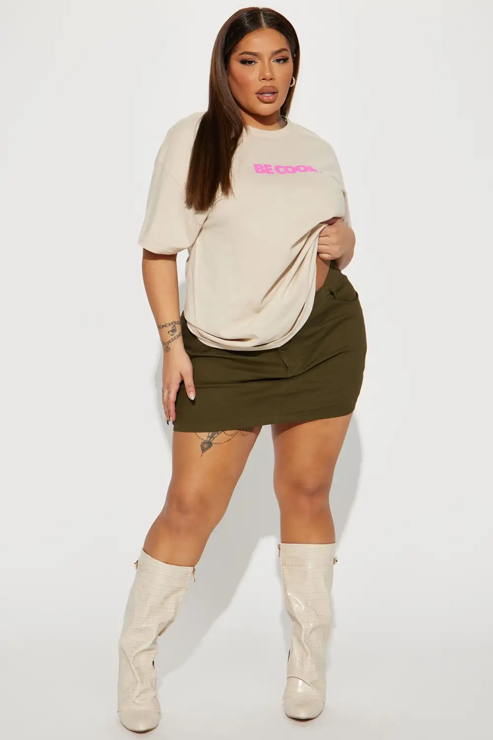 Be Cool Smiley Short Sleeve Tee - Taupe