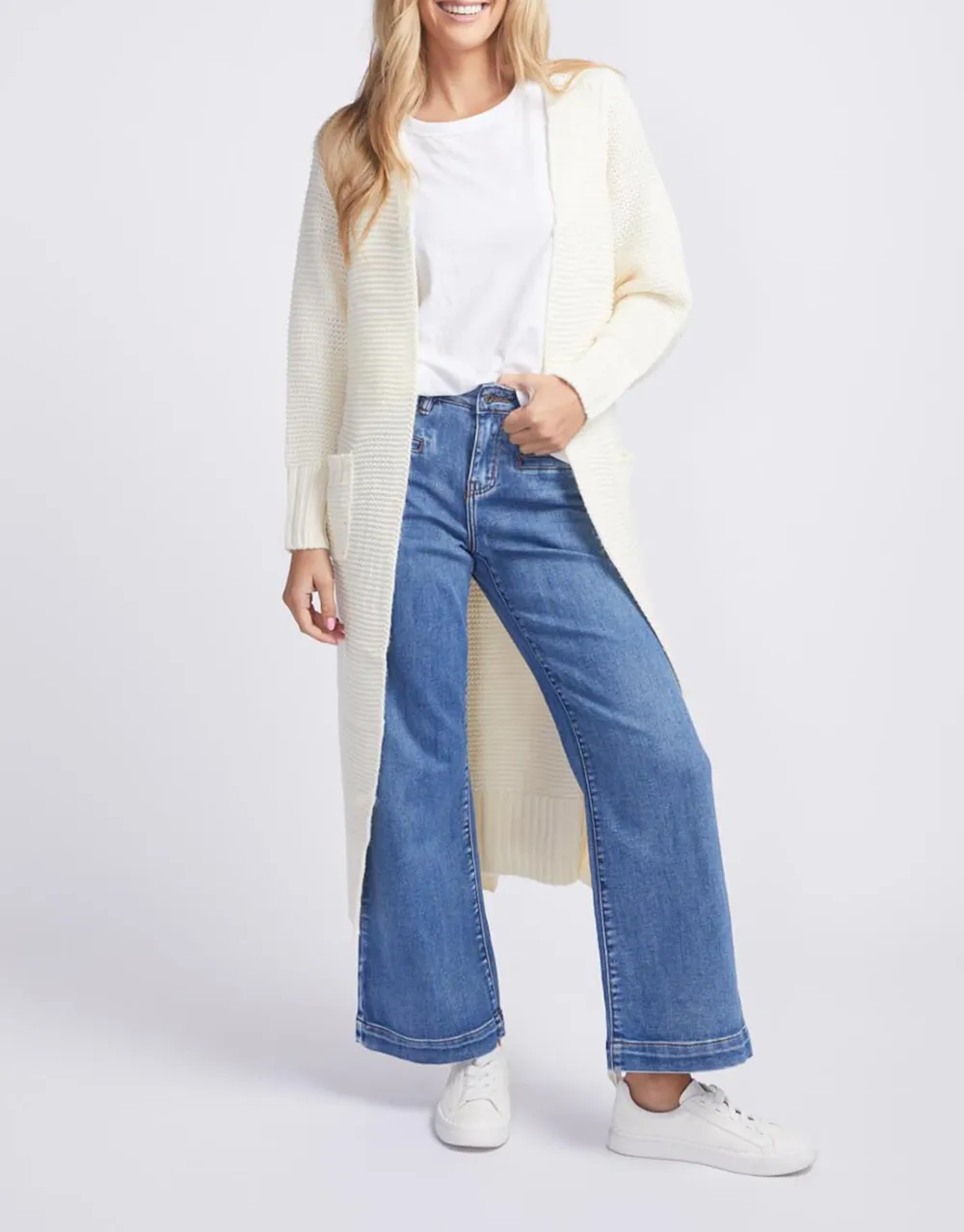Long Sleeve Belted Cardigan - Birch