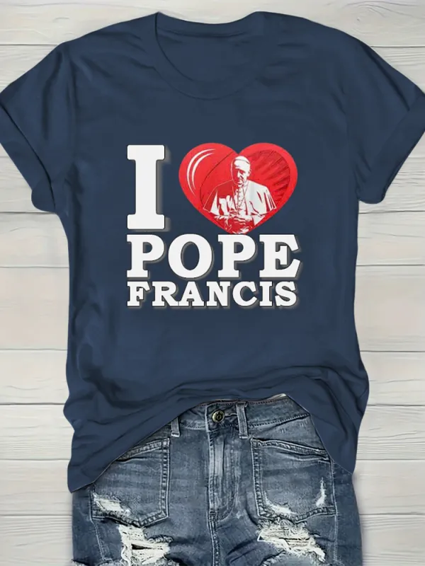 Women's I Love PF Print Short Sleeve Round Neck Cotton T-Shirt