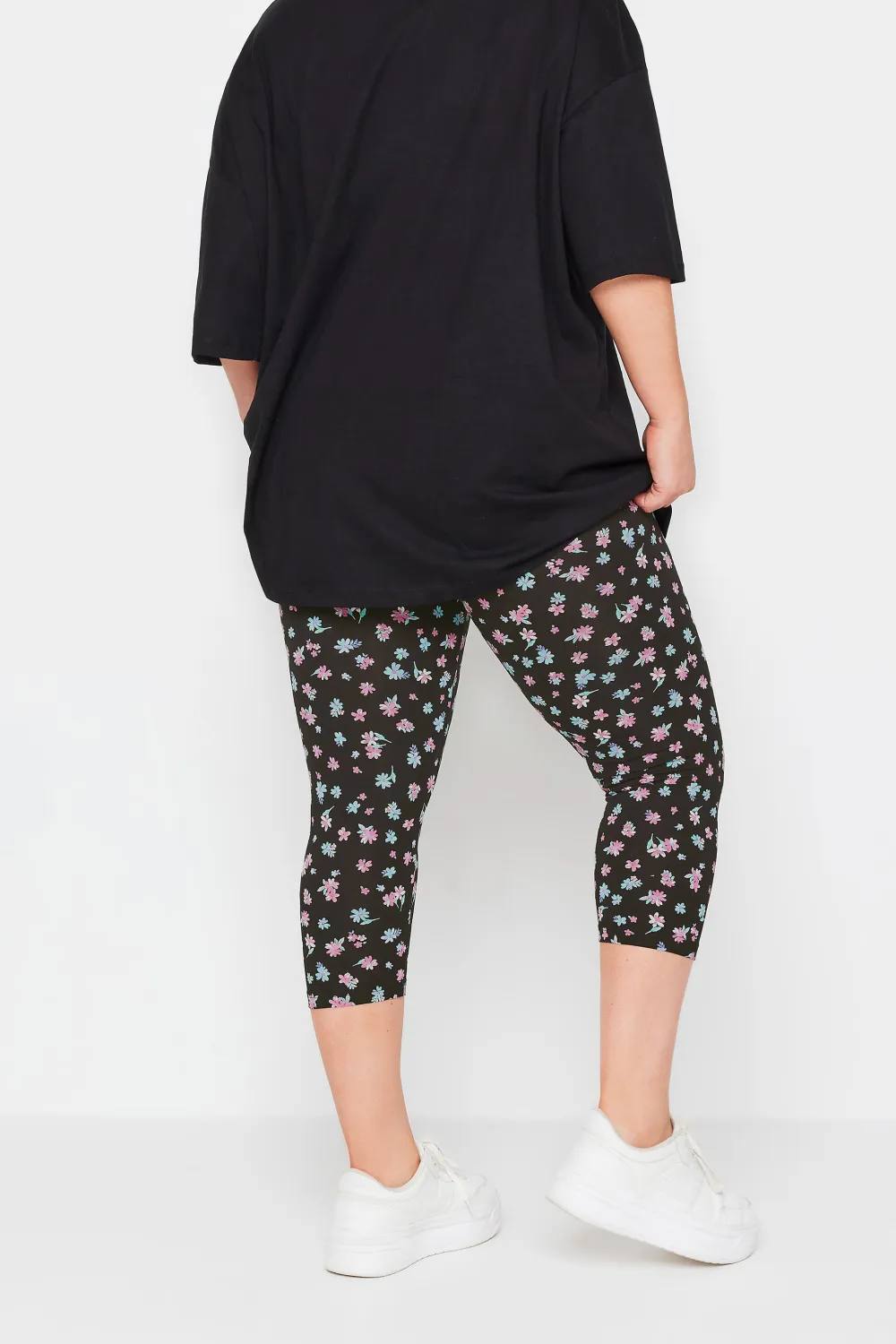 YOURS Curve 2 PACK Black Butterfly Print Cropped Leggings