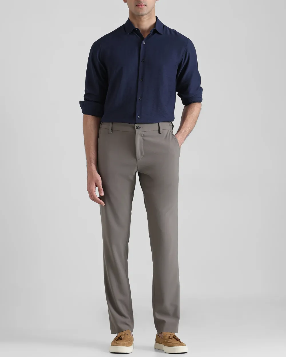 Leisure Simple Comfortable Slim-Fit Breathable Navy Shirt