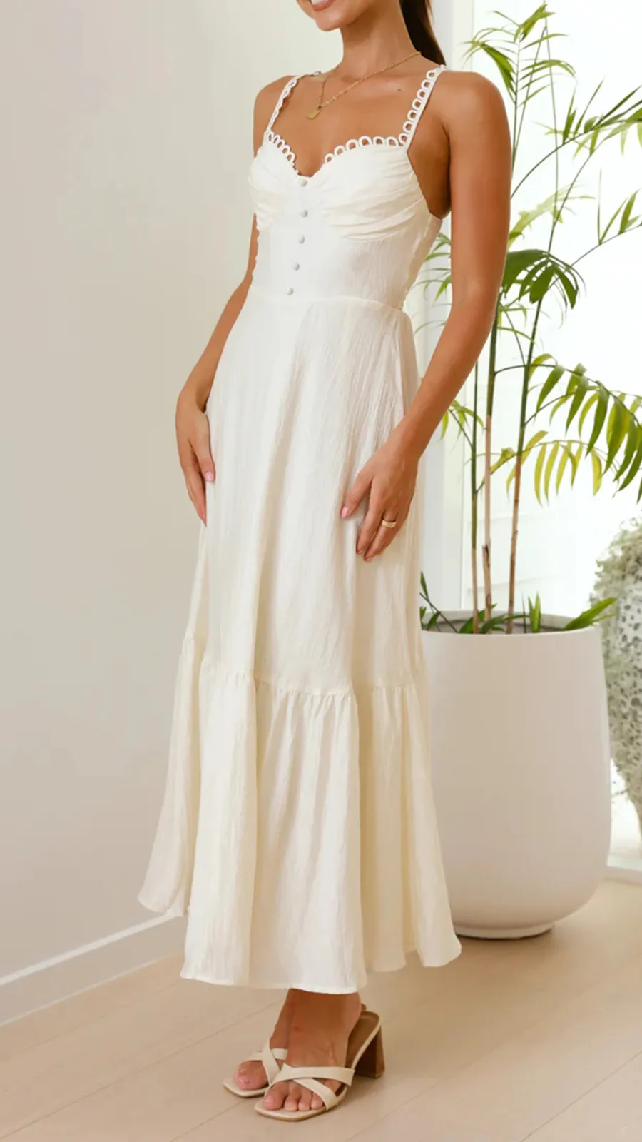 Front Button Detailing Maxi Dress