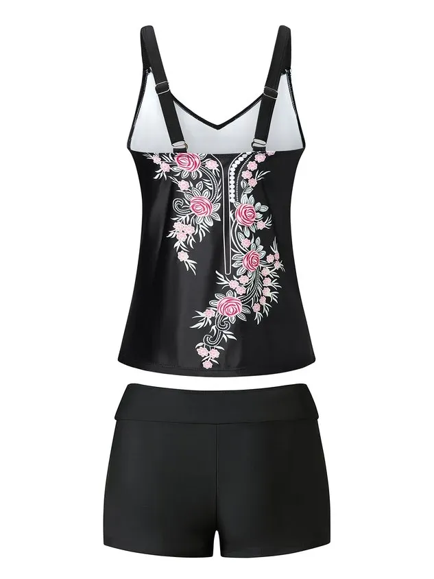 Vacation  Ethnic Printing Spaghetti Tankinis Two-Piece Set