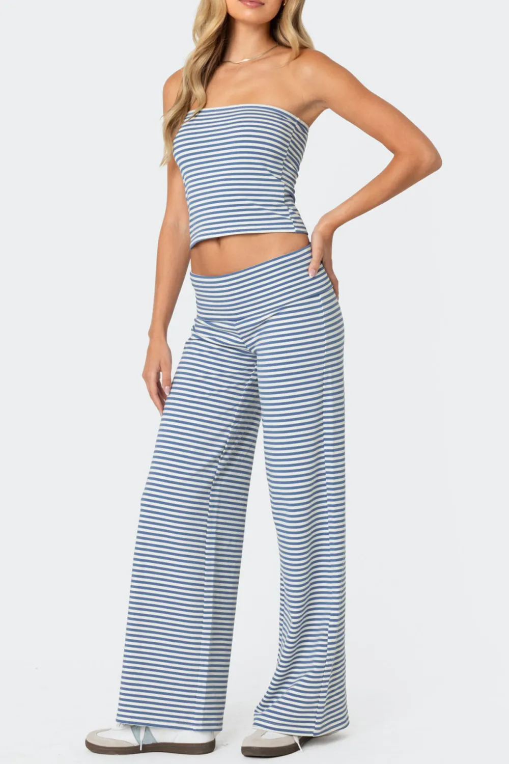 Striped Fold Over Pants
