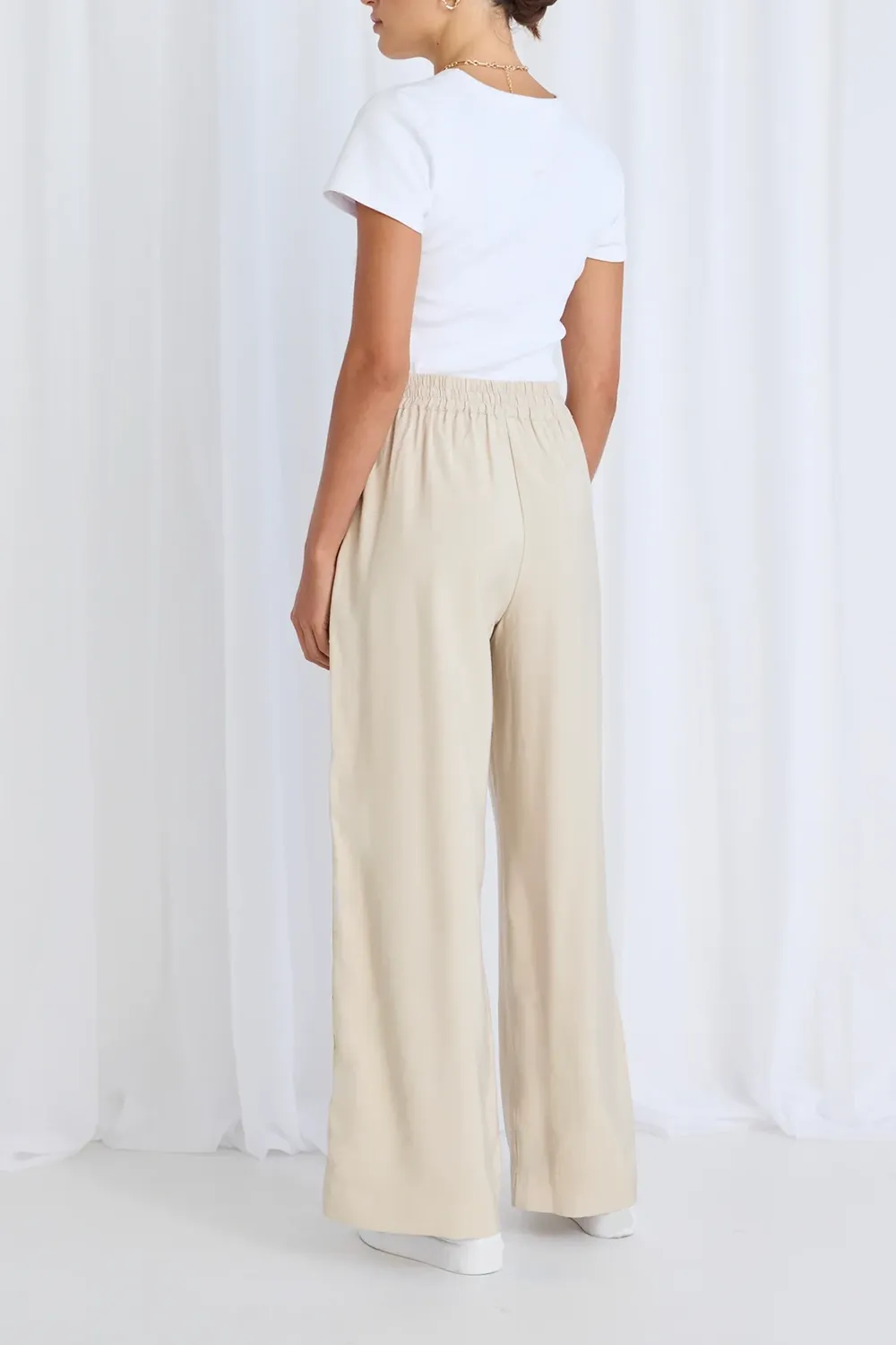 Sand Stripe Tape Wide - Leg Trousers