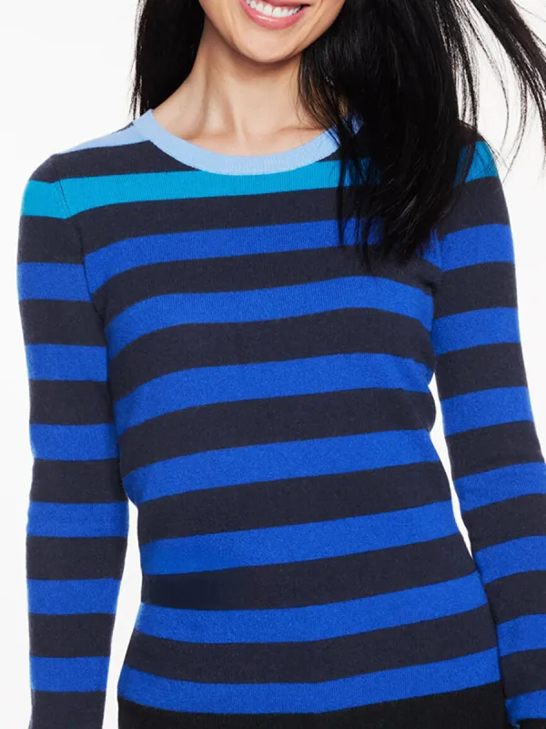 Women'S Multi Color Striped Round Neck Knitted Sweater