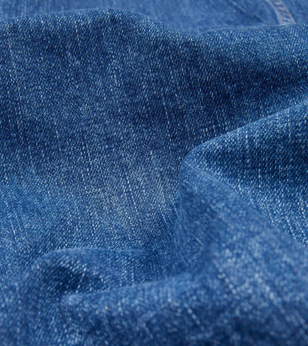 Casual Style Bleach Wash Selvedge Denim Five-Pocket Chore Jacket