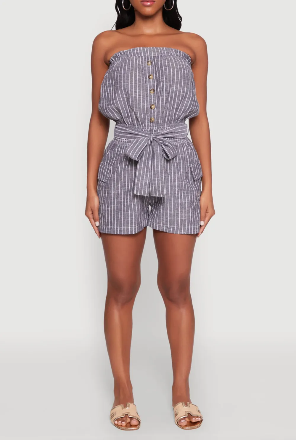 Striped Short Jumpsuit