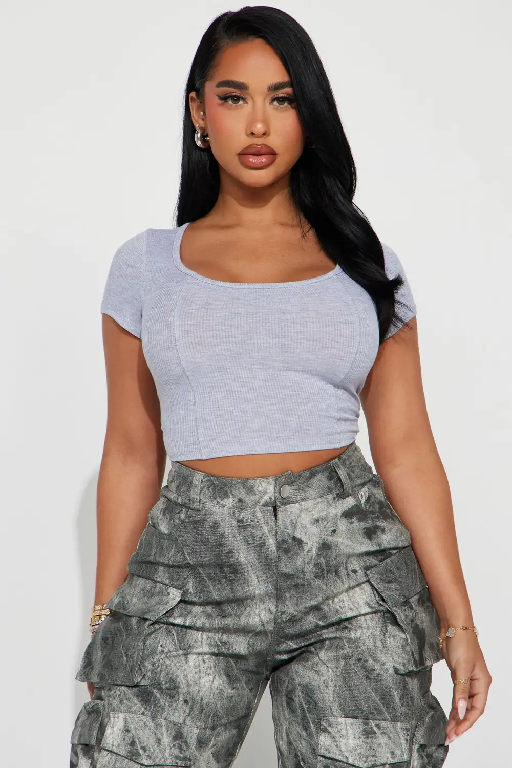 Walk My Way Crop Top - Grey