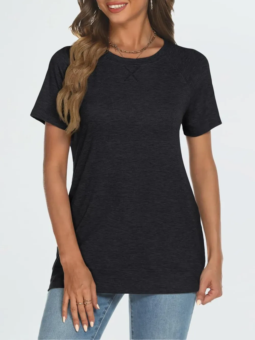 AUTOMET T Shirts Short Sleeve Crewneck Tees for Women Trendy Lightweight Soft Casual Summer Tops Clothes 2024