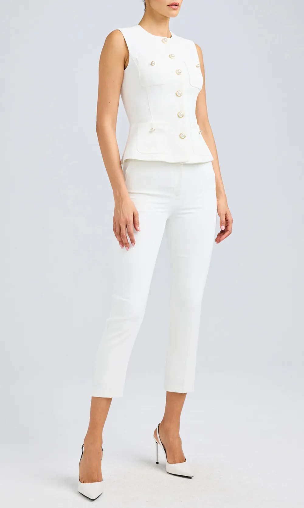 Button Up Round Neck Vest