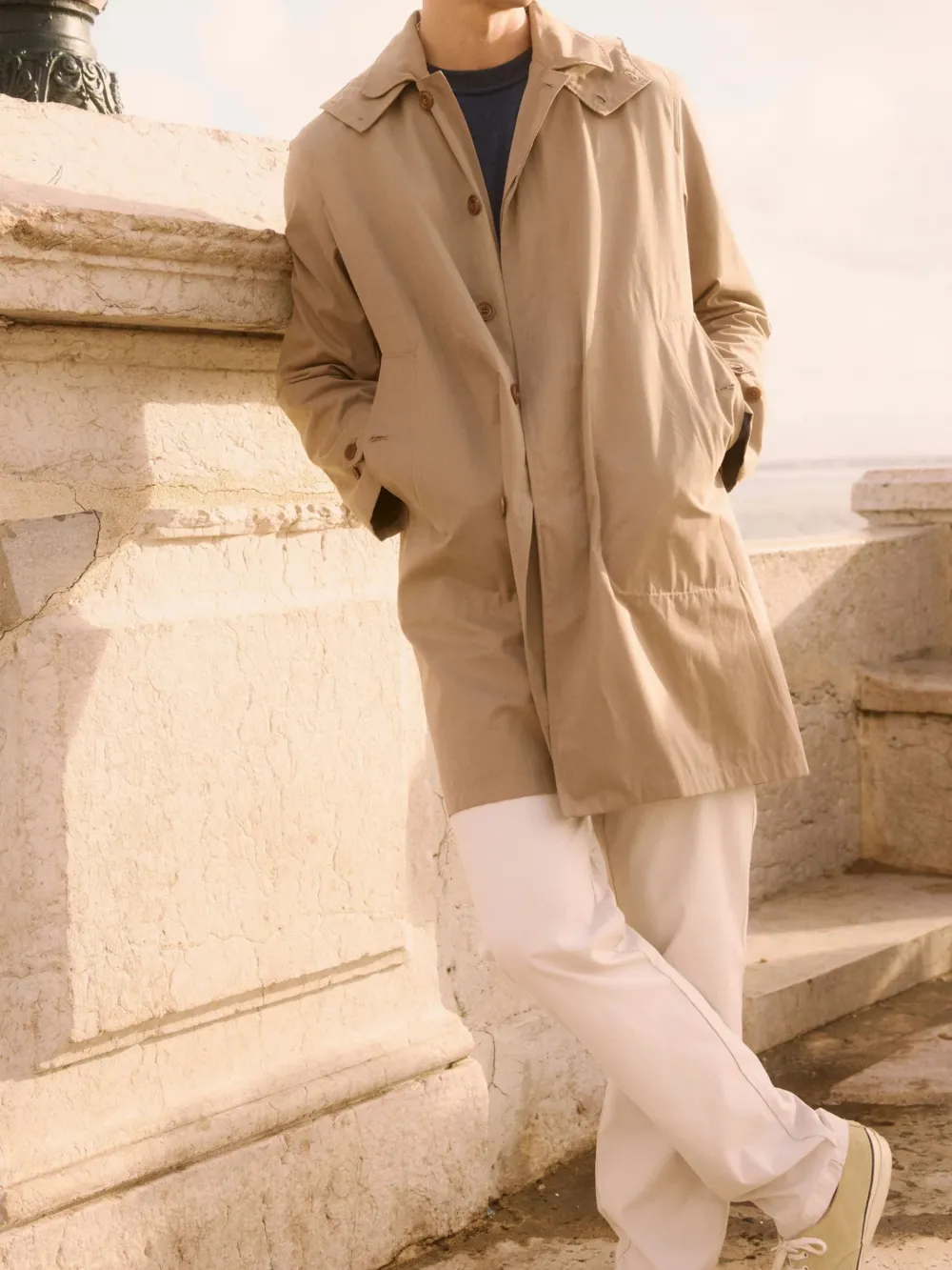 Casual Style Men's Beige Coat