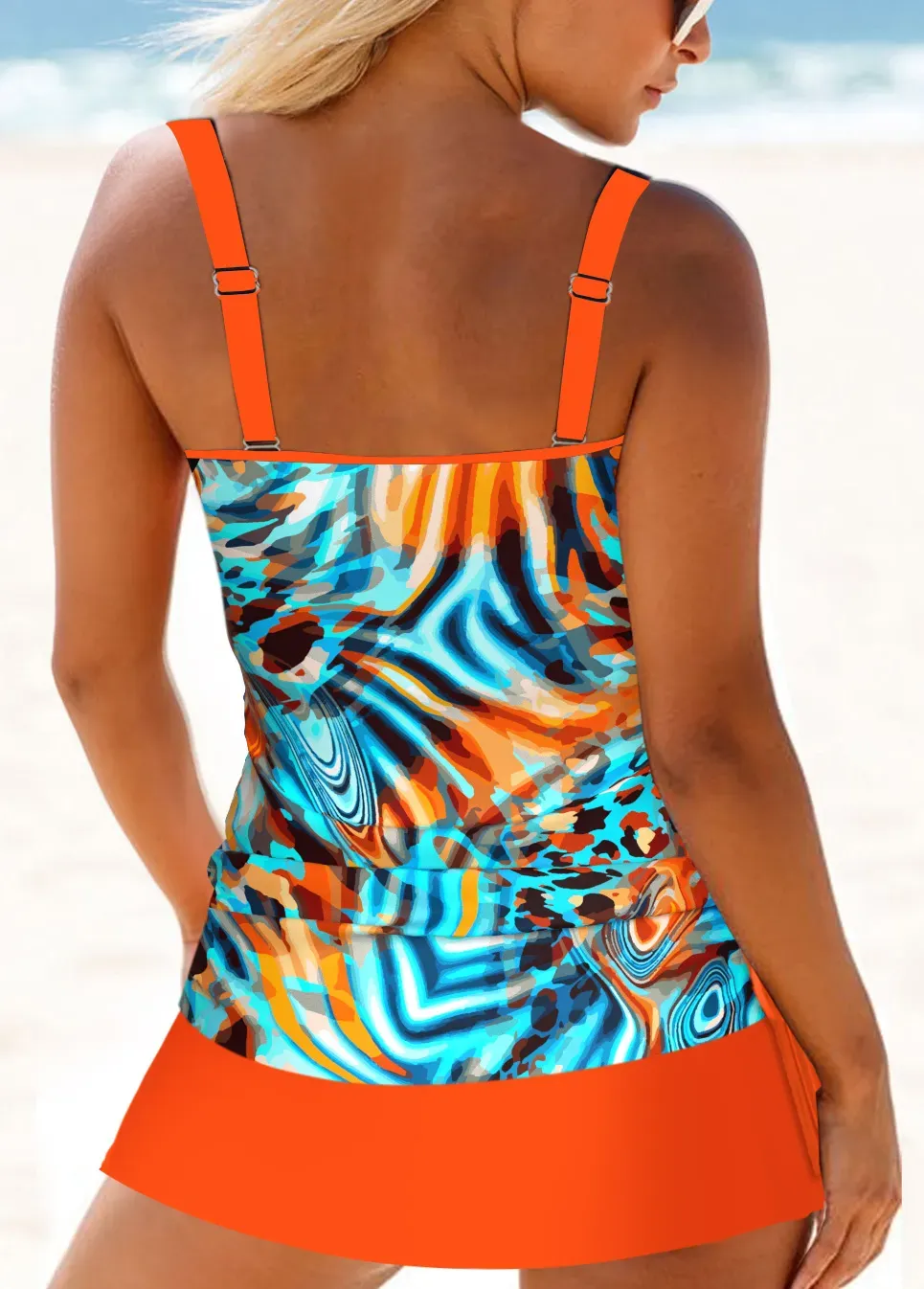 Circular Ring Mid Waisted Leopard Tankini Set