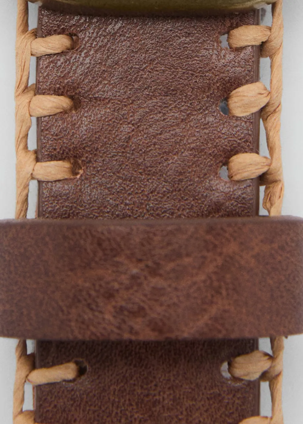 Casual Style Brown Belts With Decorative Stitching