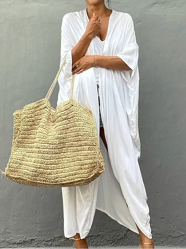 Women's Swimwear Cover Up Beach Top Normal Swimsuit Lace up Pleated UV Protection Pure Color Black White Red Royal Blue Beige V Wire Bathing Suits New Vacation Holiday