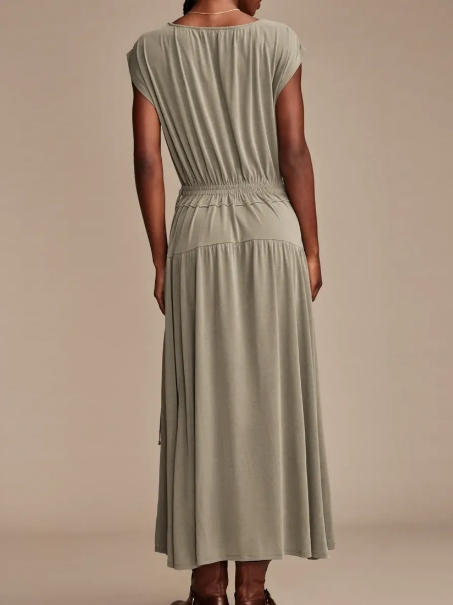 Dusty Olive Sandwash Ruched Dress