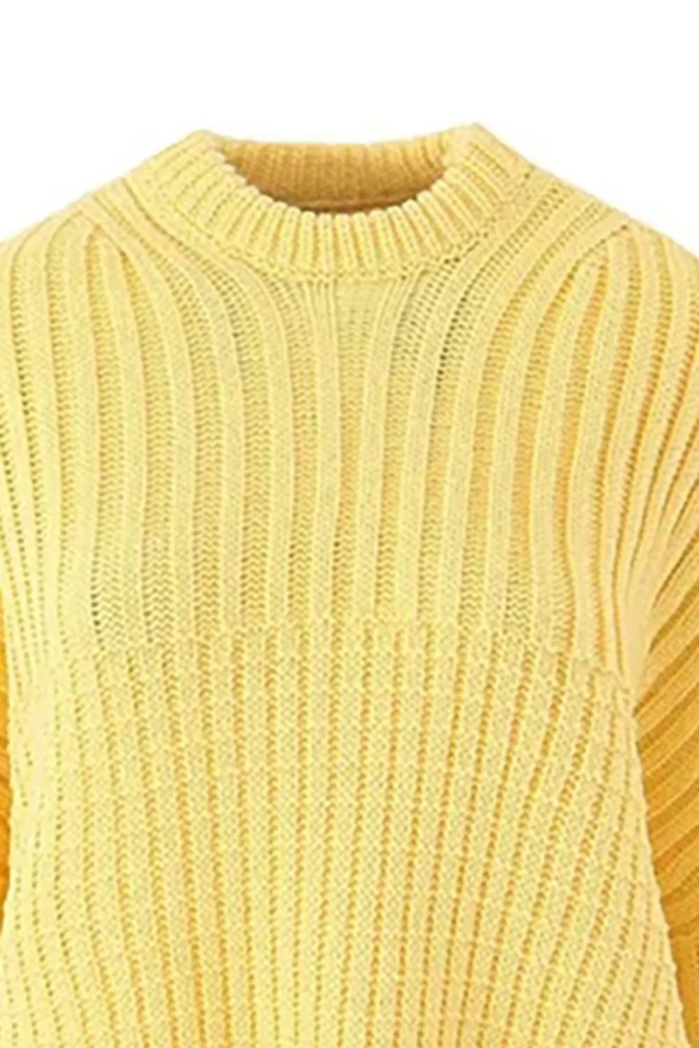 Casual Crew Neck Drop Shoulder Blouson Sleeve Rib Knit Oversized Sweater