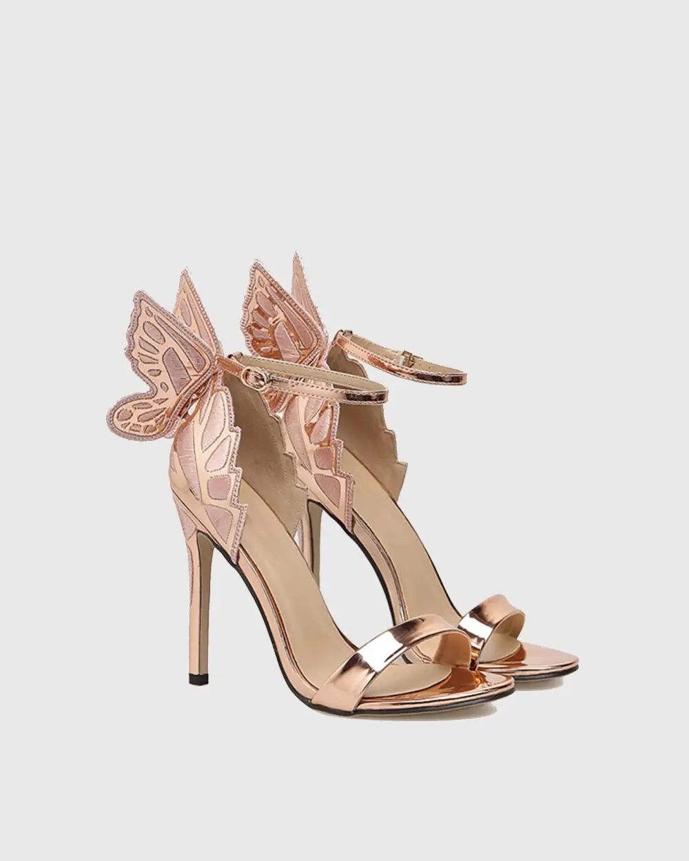 Butterfly Wing Embroidery Strap Sandals in Gold