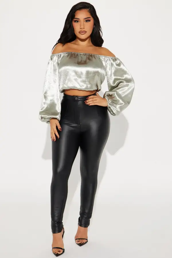 In My Element Metallic Blouse Top - Silver
