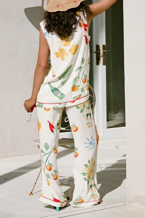 Fruit Print Slight Stretch Pants