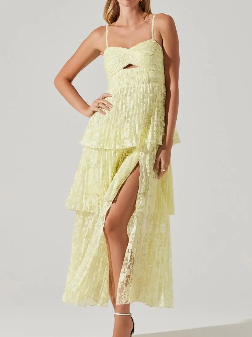 Emmi Tiered Keyhole Cutout Maxi Dress