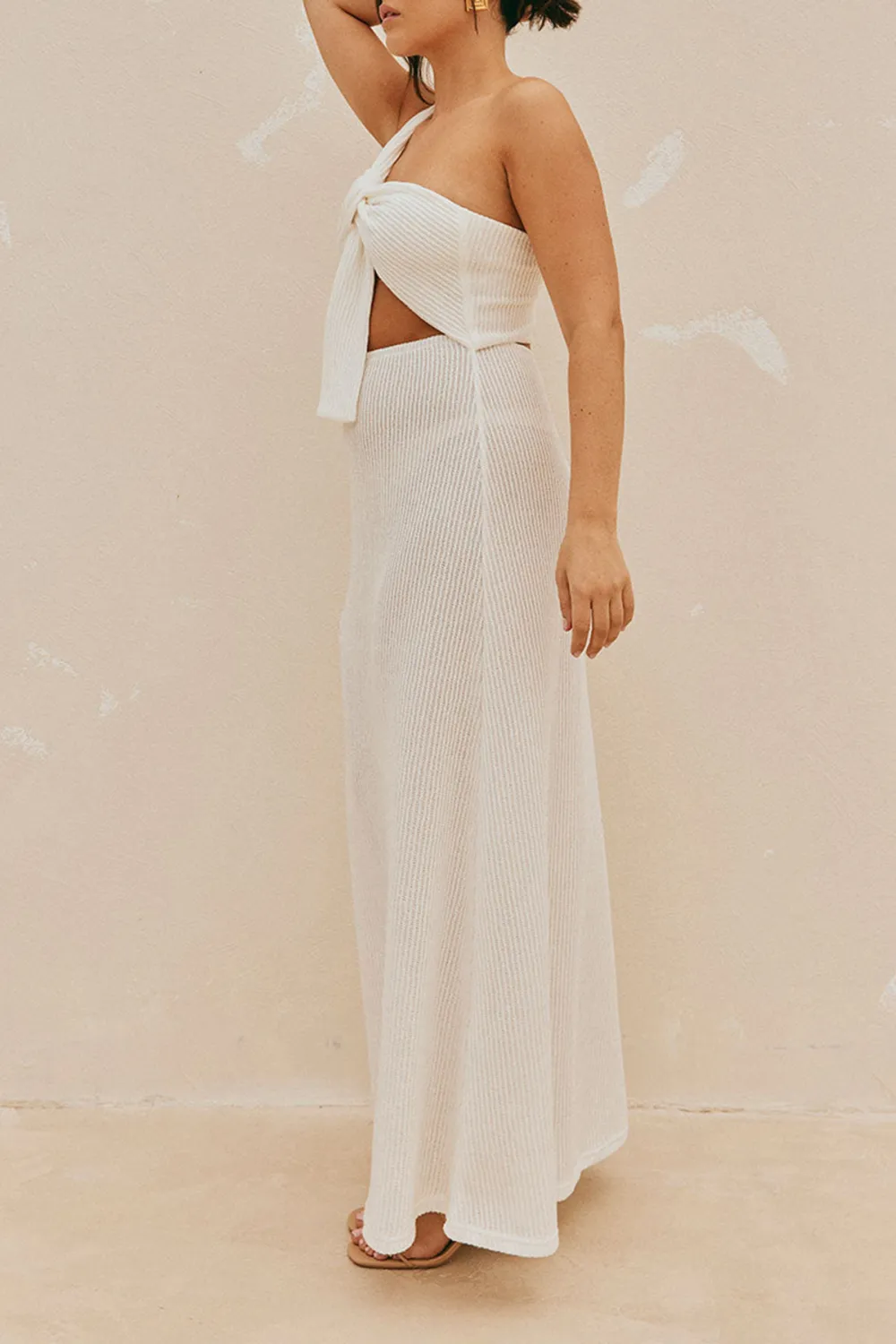 Asymmetric Tie Cut Out Maxi Dress