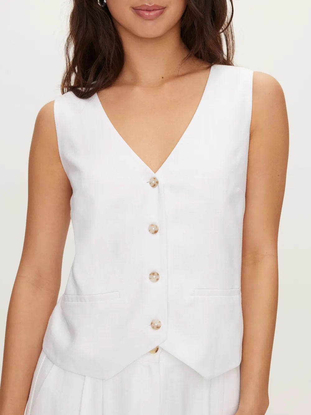 White V-Neck Vest